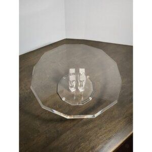 Vintage MCM Rare Clear Lucite Cake Stand, 12” diameter x 4.25” high